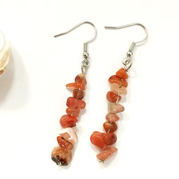 Bracelet And Earrings Set - South Red Agate Healing Natural Stone - Picture 3 of 9